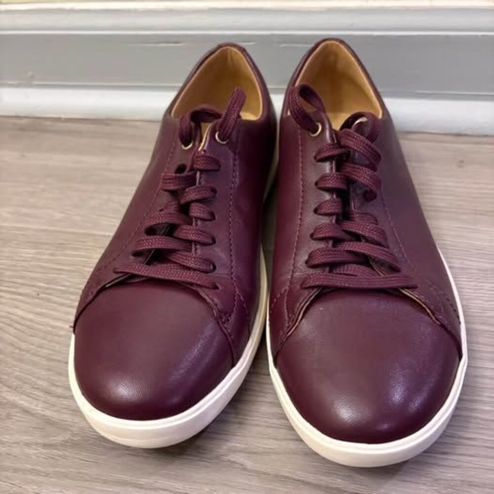 Cole Haan Women’s GrandØS Leather Sneakers — Size 8B | Burgundy